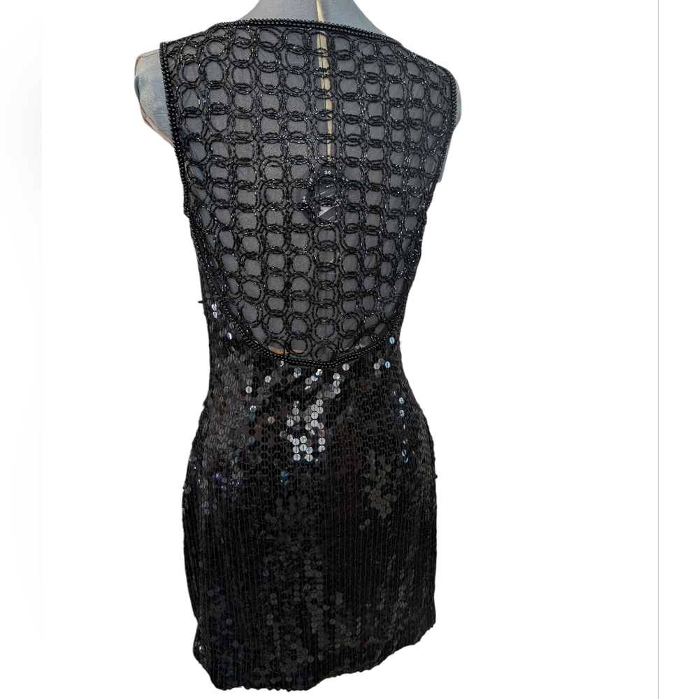 Y2K Vintage Women's Elegant Black Sequin Dress‎ Size 8 Glam